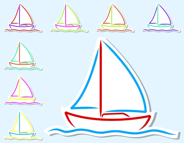 Adesivi barca disegnati a mano luminosa in formato vettoriale . — Vettoriale Stock