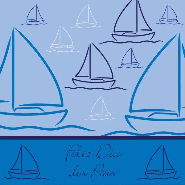 葡萄牙帆船图案"父亲节快乐"卡在矢量格式. — 图库矢量图片