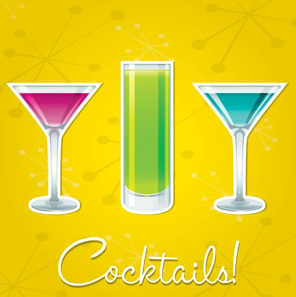 Heldere retro cocktail kaart in vector-formaat. — Stockvector