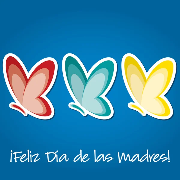 Spanish butterfly "Happy Mother's Day" sticker card in vector format. — Stock Vector