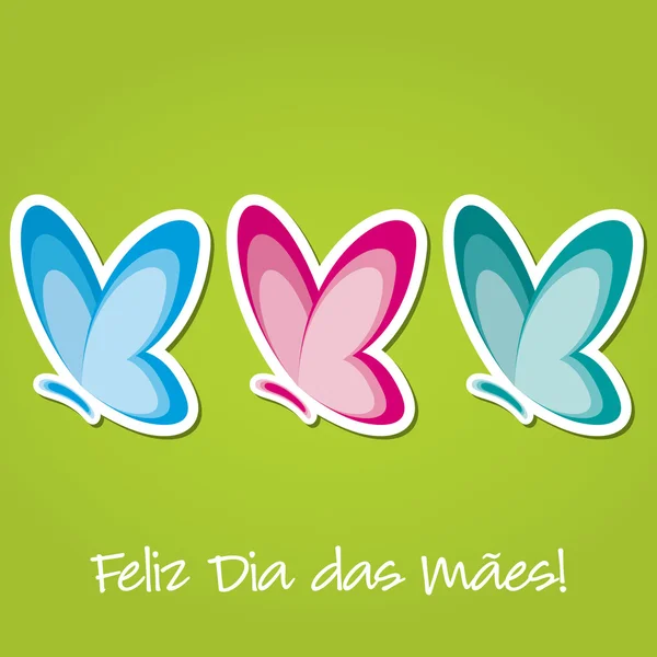 Butterfly "happy mother's day" sticker kaart in vector-formaat. — Stockvector