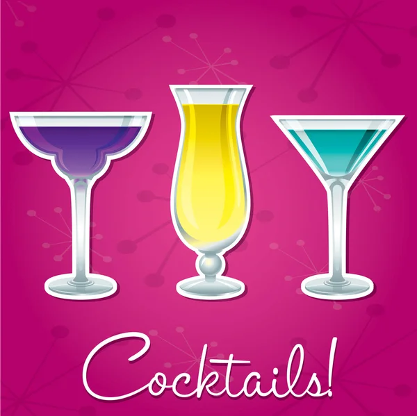 Carte cocktail rétro lumineuse au format vectoriel . — Image vectorielle