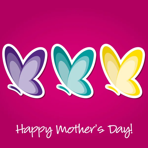 Schmetterling "Happy Mother 's Day" Aufkleberkarte im Vektorformat. — Stockvektor