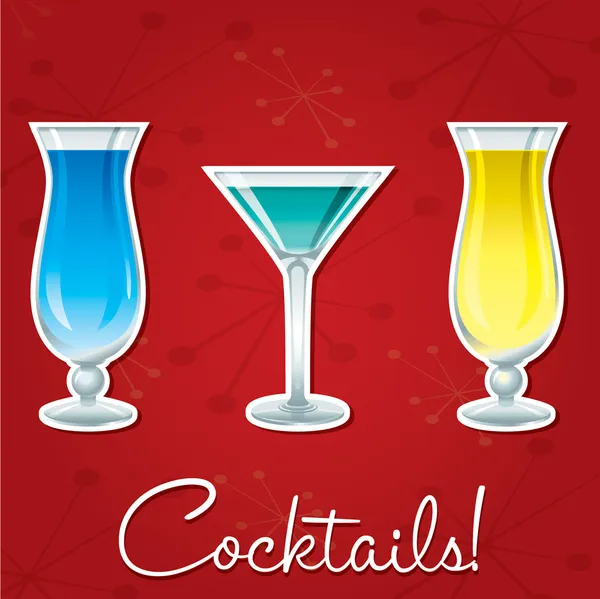 Bright retro cocktail card in vector format. — Stock Vector