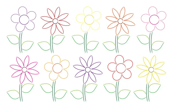 Hand drawn flowers in vector format. — Stock Vector