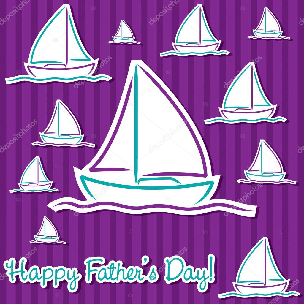 Bright Father's Day sailing boat cards in vector format.