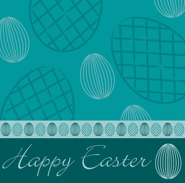 Aqua 'mutlu Paskalya' el çekilmiş yumurta kartı Vektör formatında.