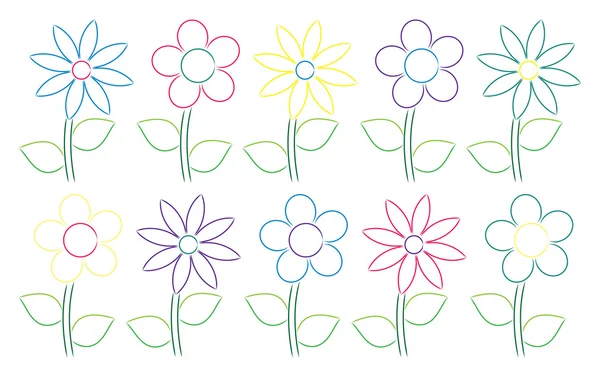 Hand drawn flowers in vector format. — Stock Vector