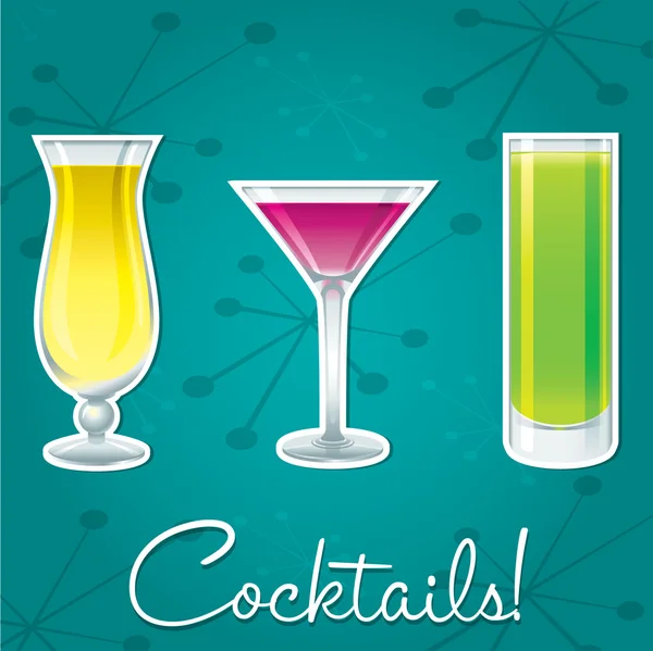 Carte cocktail rétro lumineuse au format vectoriel . — Image vectorielle