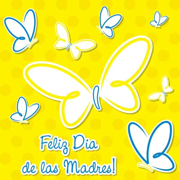 Lyse spanske sommerfugl "Happy Mors Dag" klistermærke kort i vektor format . – Stock-vektor