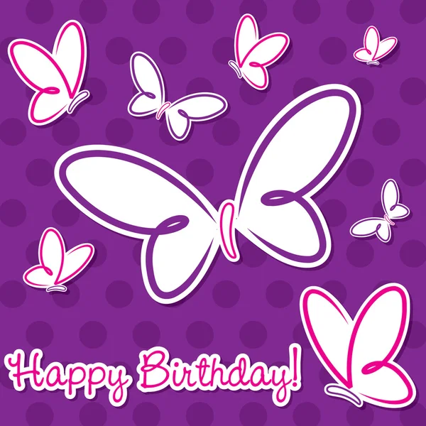 Cartão de aniversário borboleta em formato vetorial . — Vetor de Stock