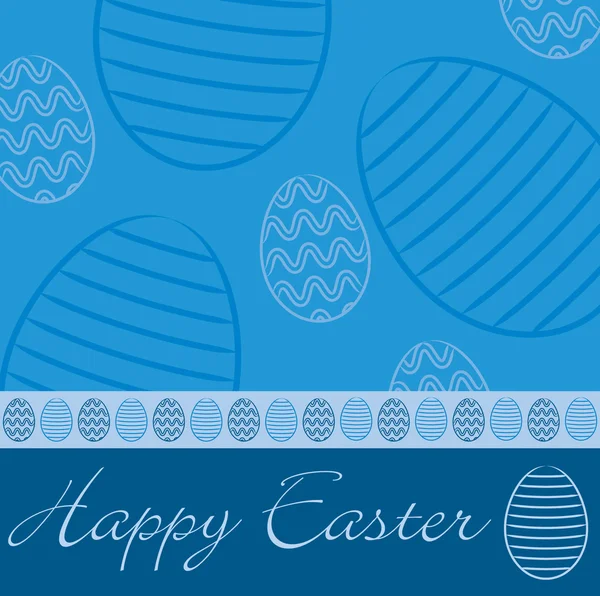 벡터 형식으로 '행복 한 부활절' 손으로 그려진된 계란 카드 블루. — 스톡 벡터