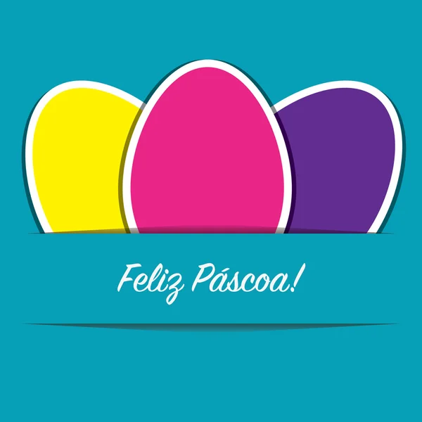 Papel brillante recortado portugués feliz tarjeta de Pascua en formato vectorial . — Vector de stock