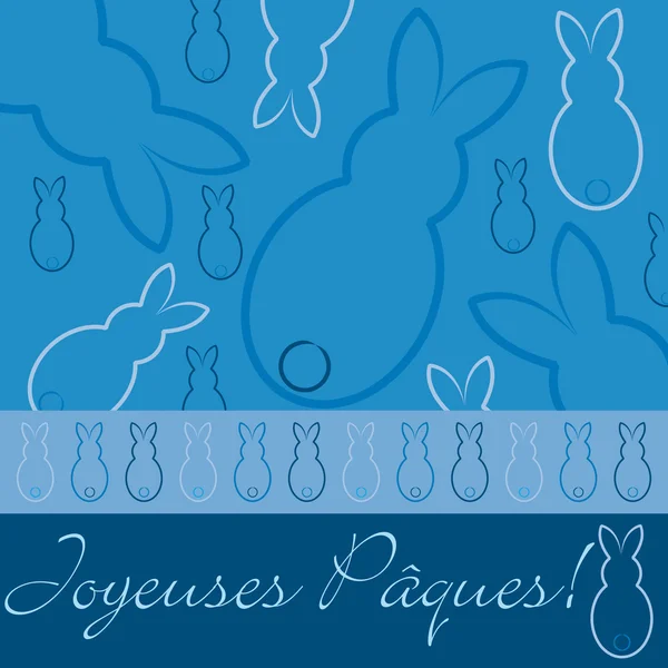 法国"复活节快乐"手画的兔子卡在矢量格式. — 图库矢量图片