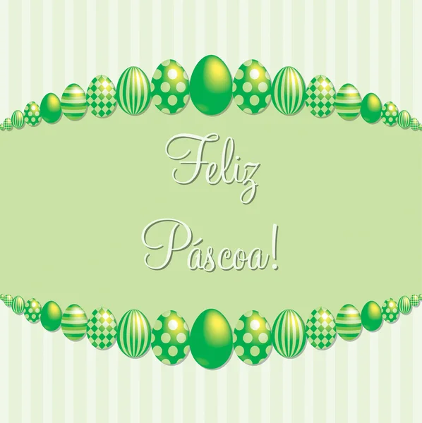 Lime verde Portugués '¡Feliz Pascua!' tarjeta en formato vectorial . — Vector de stock