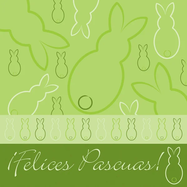 Carte de lapin dessinée à la main espagnole "Joyeuse Pâques" au format vectoriel . — Image vectorielle