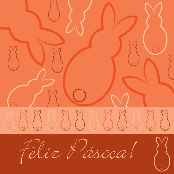 Portuguese "Happy Easter" hand drawn bunny card in vector format. — Stock Vector