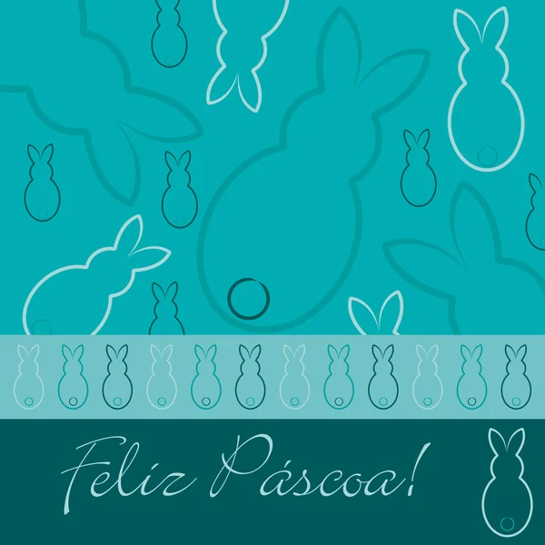 Portugisiska "Glad påsk" hand dras bunny kort i vektorformat. — Stock vektor