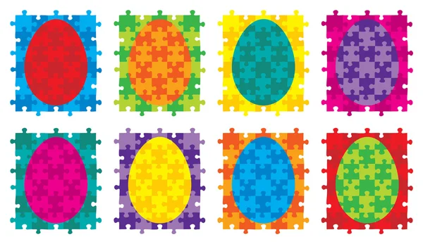Jigsaw puzzle paasei vectoren — Stockvector
