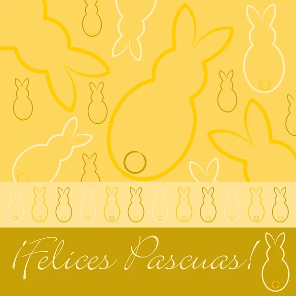 Spaniolă "Happy Easter" carte de iepure trasă manual în format vectorial . — Vector de stoc