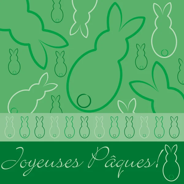 Francés "Feliz Pascua" tarjeta de conejo dibujado a mano en formato vectorial . — Vector de stock