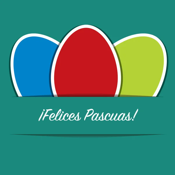 Papel brillante recortado Spanish Happy Easter card en formato vectorial . — Vector de stock