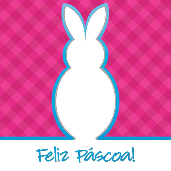 Portuguese "Happy Easter" bright bunny cut out card in vector format. — Stock Vector