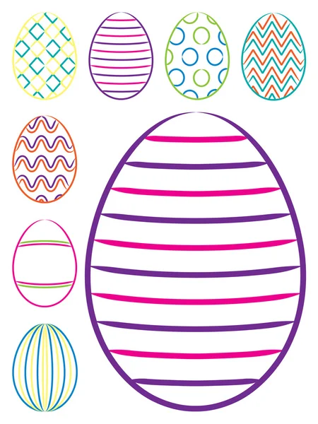 Uova di Pasqua disegnate a mano lucenti in formato vettoriale . — Vettoriale Stock