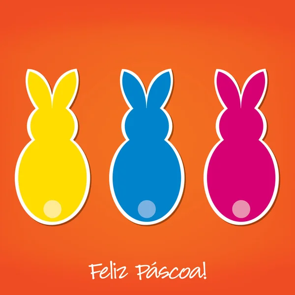 Tarjeta portuguesa Easter Bunny en formato vectorial . — Vector de stock