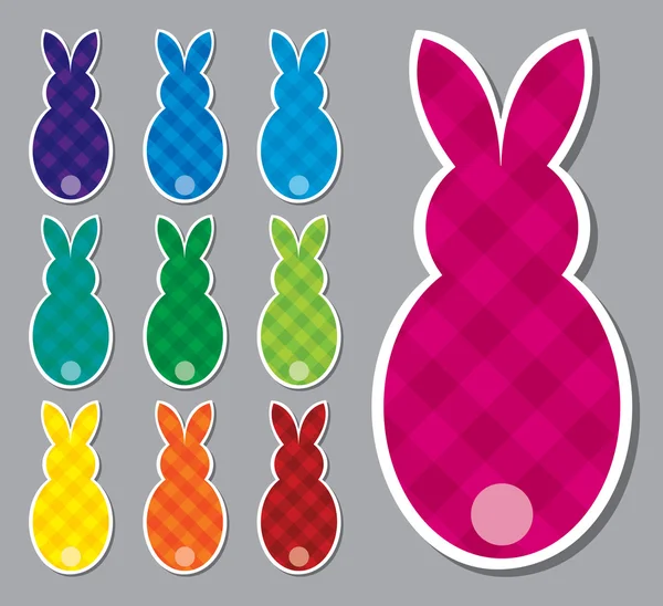 Plaid Easter Bunny Pegatinas en formato vectorial . — Archivo Imágenes Vectoriales