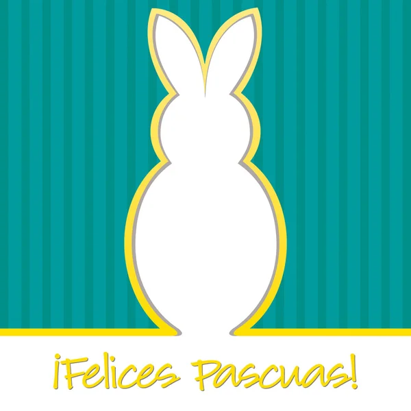 Spanska "Glad påsk" ljusa bunny klipp ut kort i vektorformat. — Stock vektor