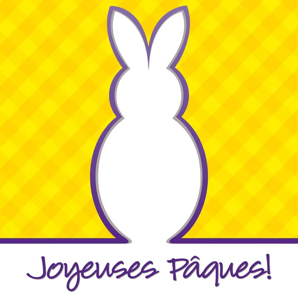 French "Happy Easter" bright bunny cut out card in vector format. — Stock Vector