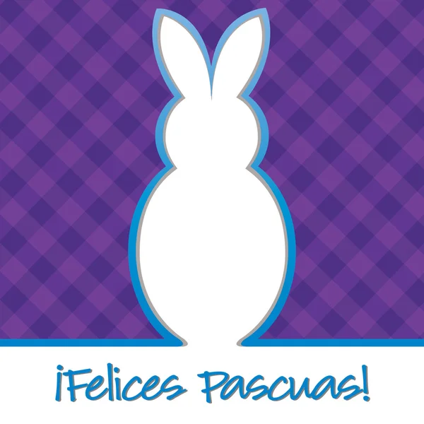 Spanska "Glad påsk" ljusa bunny klipp ut kort i vektorformat. — Stock vektor