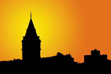 Galata Tower silhouettes clipart