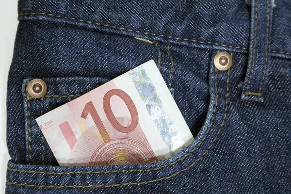 stock image 10 Euro in pocket