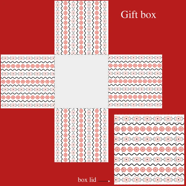 Modello di una scatola con ornamenti — Vettoriale Stock