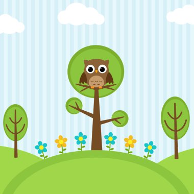 owl on trees clipart