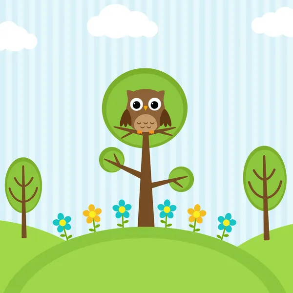 Owl on trees — Stock Vector
