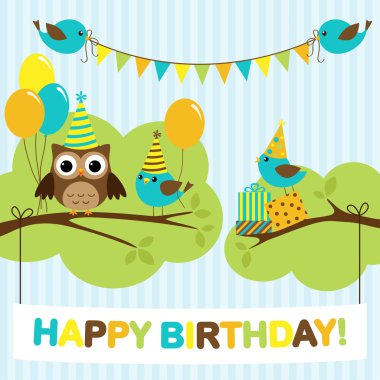 Party birds card clipart