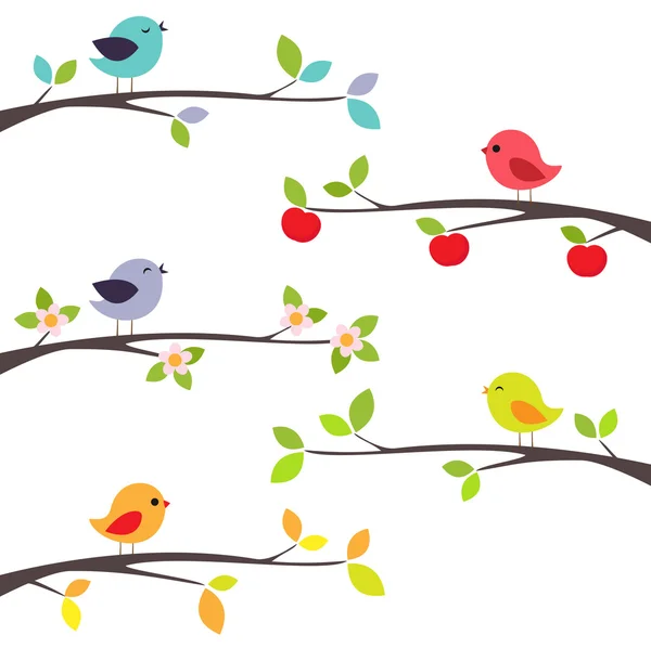 Птицы на ветвях — стоковый вектор