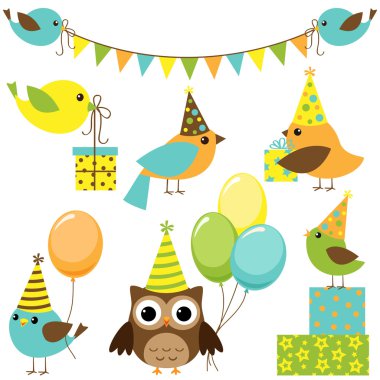 Party birds set clipart