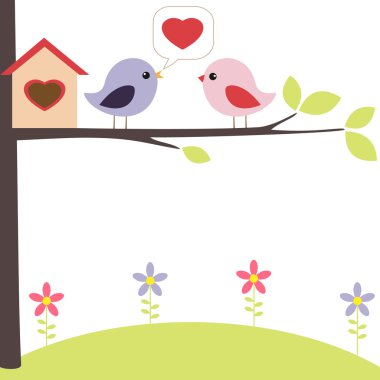 Birds in love clipart