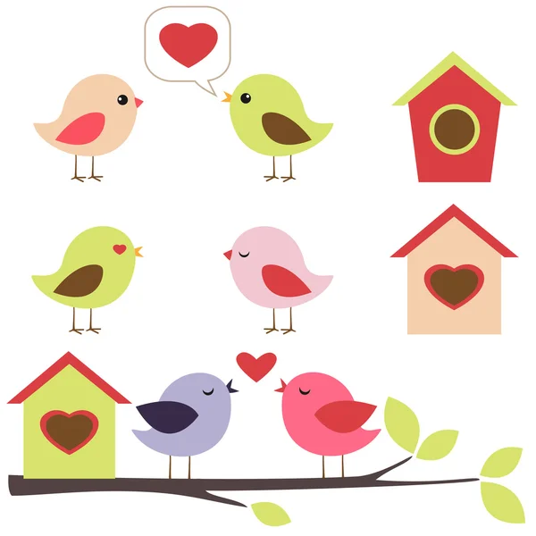 Ptáci v sadě láska — Stockový vektor