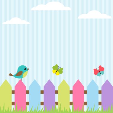 Bird and butterflies clipart