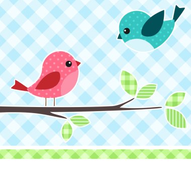 Birds on branch clipart