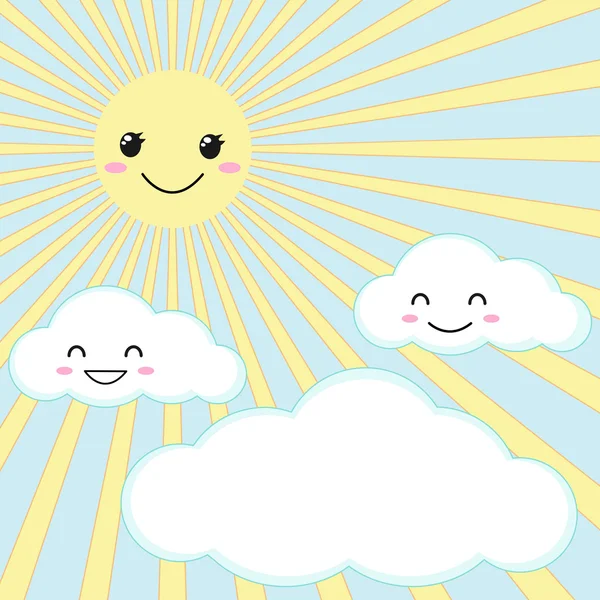 Ήλιος και σύννεφα — Διανυσματικό Αρχείο