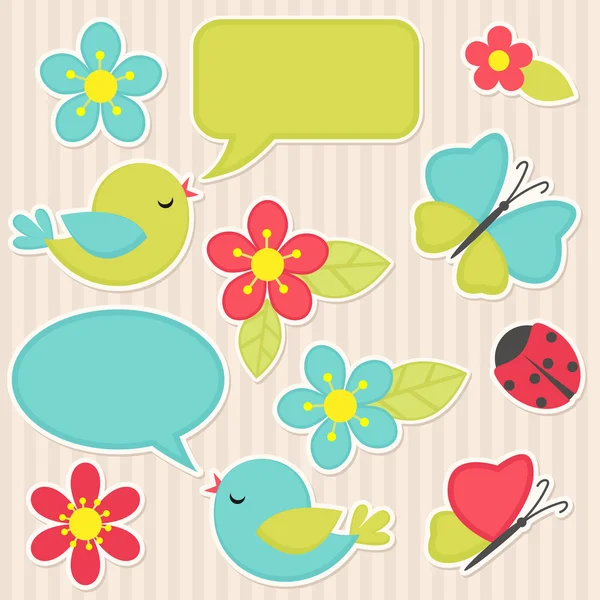 Flowers and birds — Stock Vector