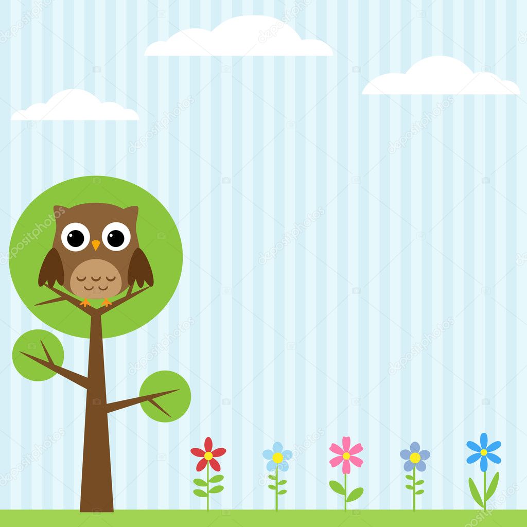 Owl on the tree background