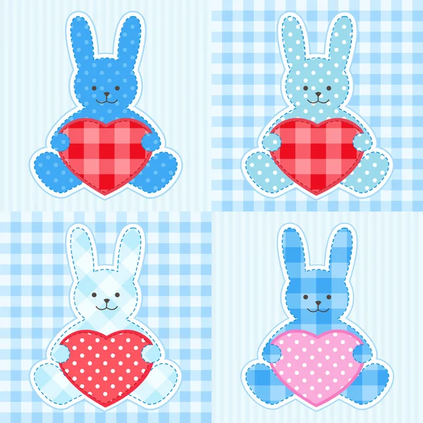 Tarjetas de conejos azules — Archivo Imágenes Vectoriales