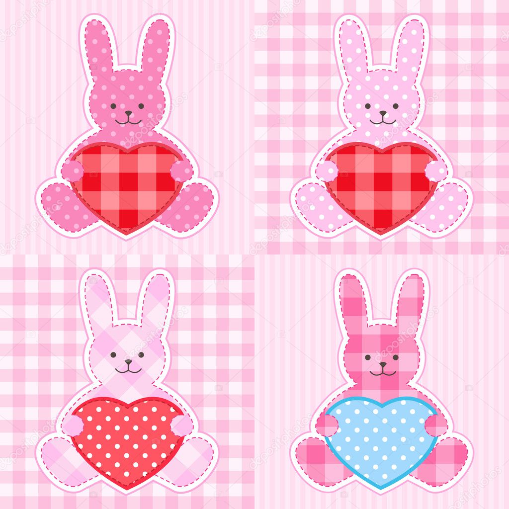Pink rabbits cards